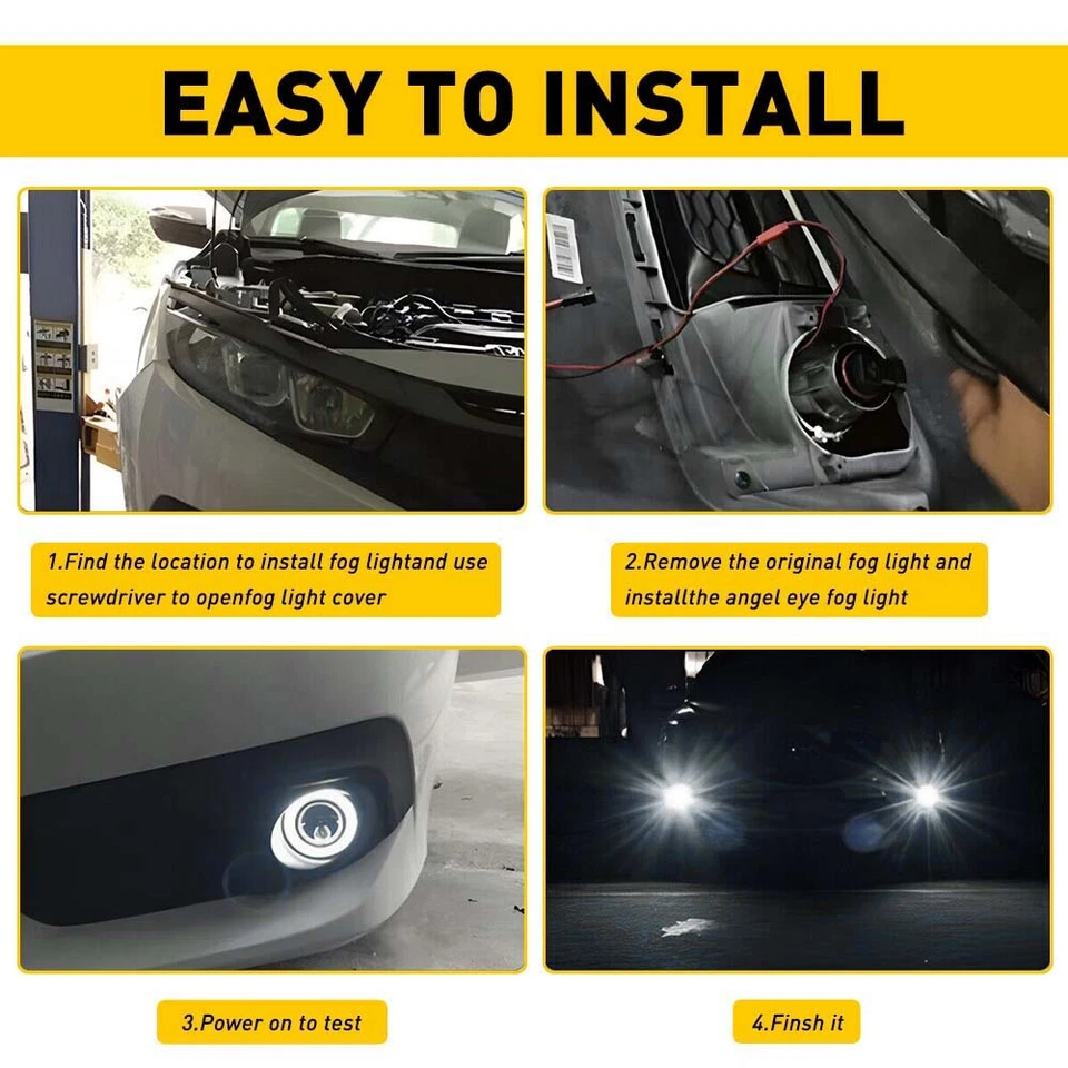 2X 3.5" Pulgadas Proyector Coche LED Luz Antiniebla COB Halo Ojo de Ángel Anillo Bombilla Lámpara DRL Foto 2 de 4