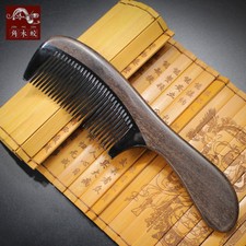 Natural Black Buffalo Horn Hair Comb Fine Toothed Comb Wooden Handle Hair Brush