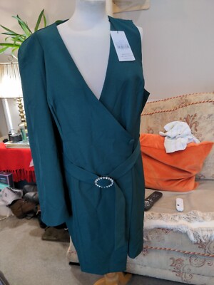 Lavish Alice Half Cape Mini Dress With Diamante Belt In Forest Green 20 | eBay Lavish Alice Half Cape Mini Dress With Diamante Belt In Forest Green 20 | eBay