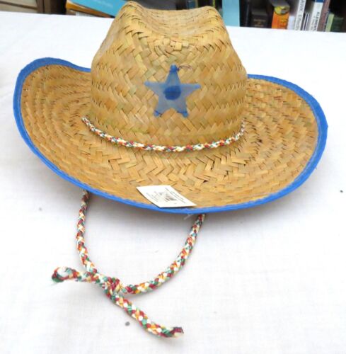 Straw Hat - Sheriff - Blue Trim - New - 第 1/2 張圖片