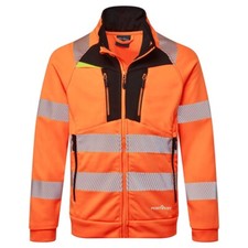Image of Portwest DX477 DX4 Hi-Vis Funnel Neck Zipped Sweatshirt Warm Work Jacket Orange