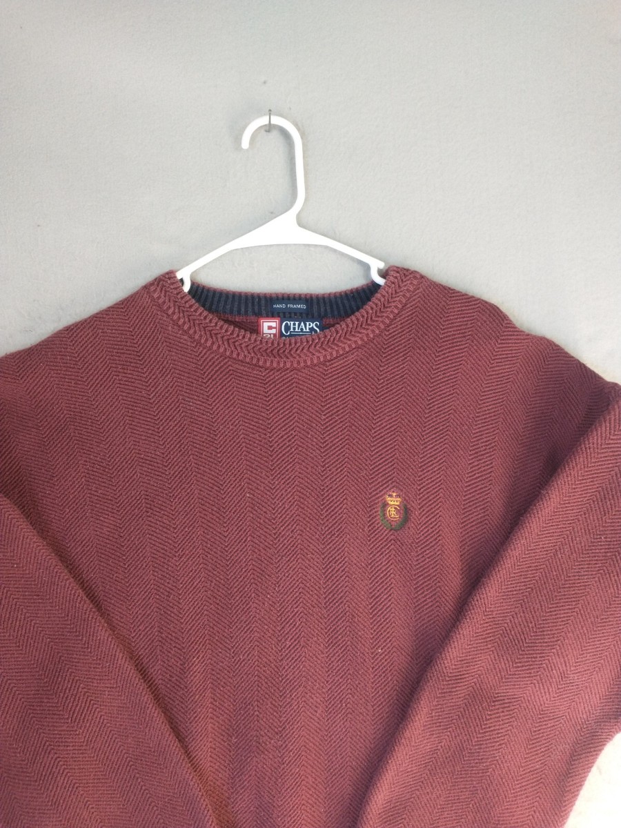 Chaps Ralph Lauren Mens Sweater Large Purple Hand Framed Long