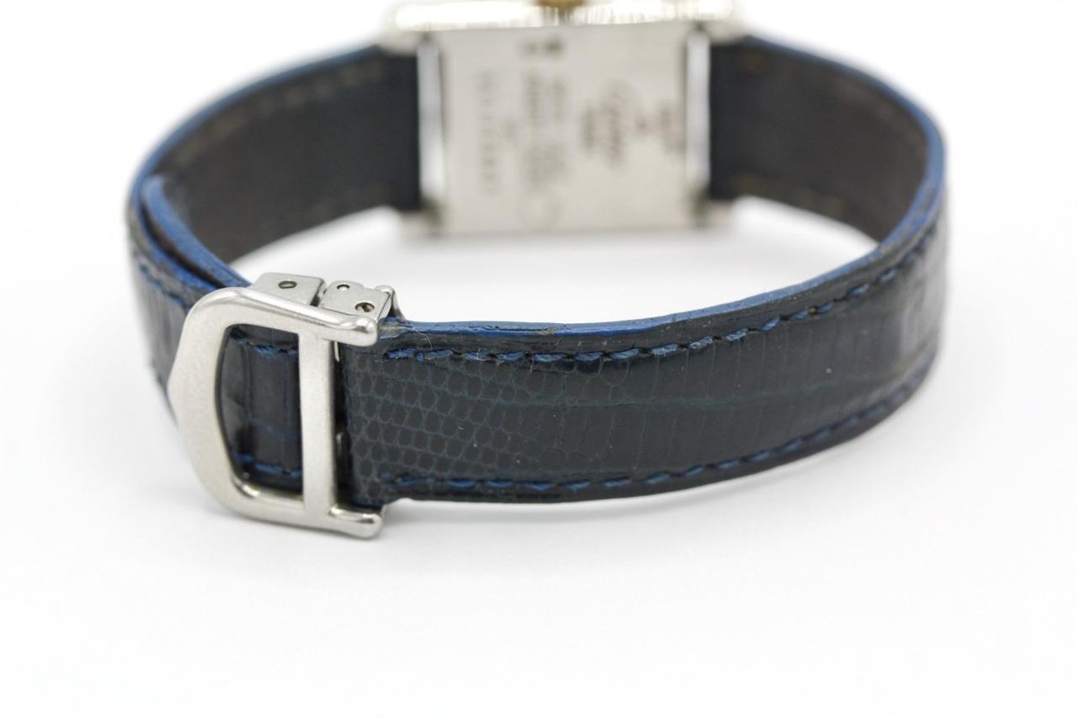 Cartier Must de Cartier Tank Watch 925 Sterling ARGENT Navy Blue