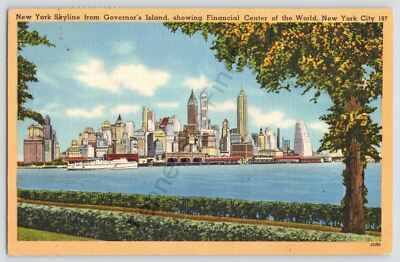 New York Skyline Governor's Island Financial Center Postcard Building