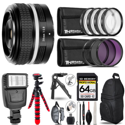 Nikon NIKKOR Z 28mm (SE) Lens + Slave Flash + MACRO, UV-CPL-FLD - 64GB Kit