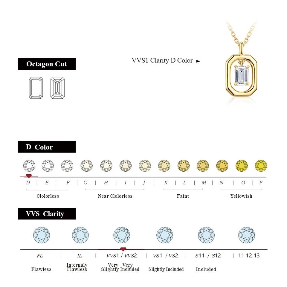 1ct Necklace Pendant Rose Gold Diamond Test Pass Lab-Created VVS1/D/Excellent — 第 2/3 张图片