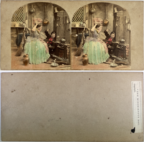 Un garçon Espiègle, Vintage albumen print, ca.1870, stéréo Tirage vintage aquare - Zdjęcie 1 z 1