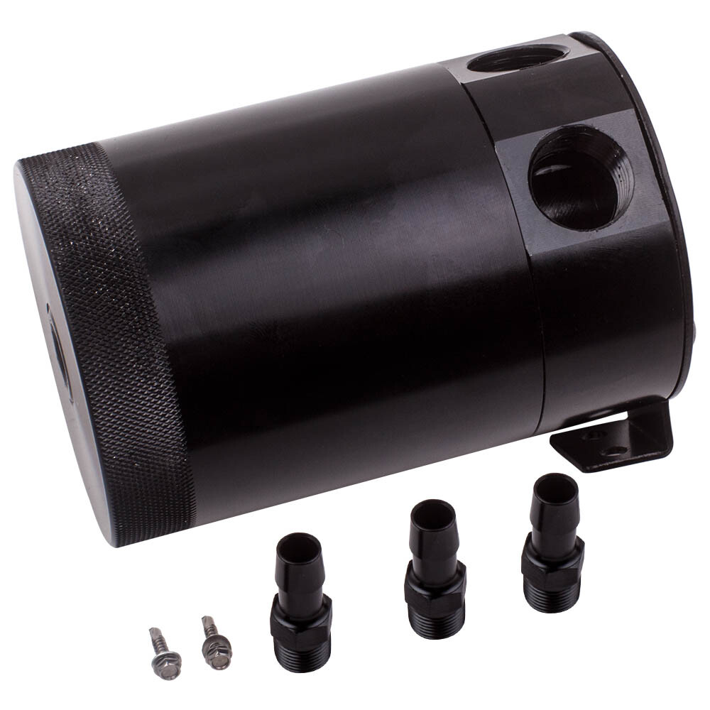 Baffled Universal 3 Port Oil Catch Can Tank Reservoir Air-Oil Separator Bottle