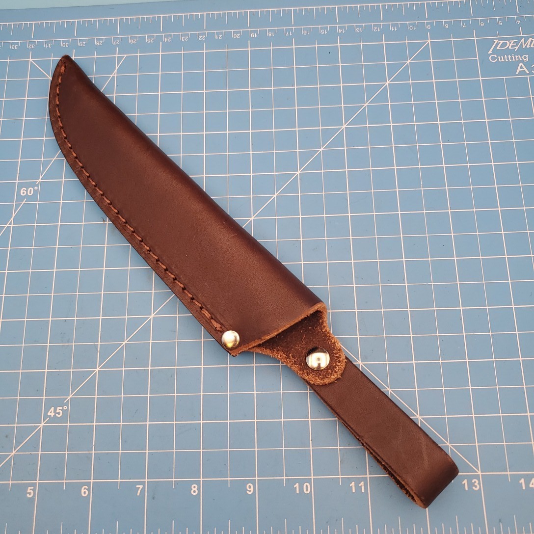 Fixed Blade Knife Sheath Brown Leather Belt Case 11.5"x7.25" Dangler Made in USA