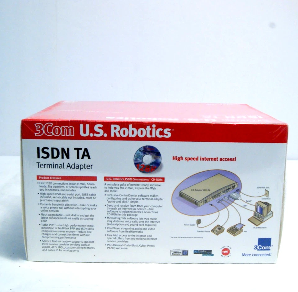 3Com U.S. Robotics ISDN TA Terminal Adapter 128K, USB & Serial Connectors SEALED - Image 4 of 4