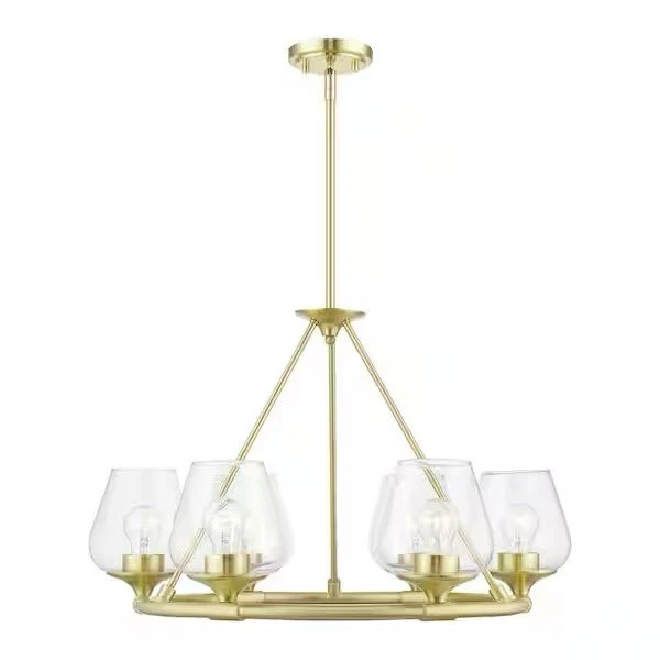 Lámpara de araña VIANCE LIGHTING Hillbrook-6 Light latón satinado 3487N Foto 2 de 4