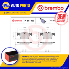 Brake Pads Set fits VOLVO V60 Mk2 2.0 Rear 2018 on Brembo 31400432 31445621 New