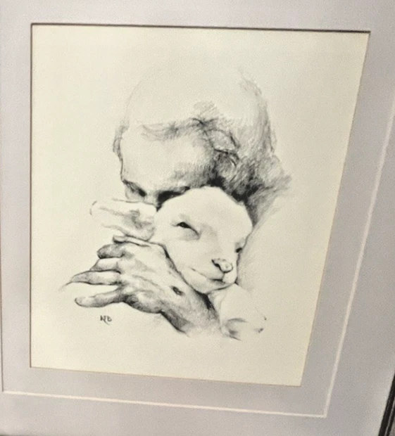 Impresión artística enmarcada y mate de Katherine Brown Jesús y el cordero lista para colgar Foto 2 de 4