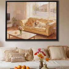 Living Room Decor Dog Art Corgi Labrador Canvas Print Oil Painting Wall Decor