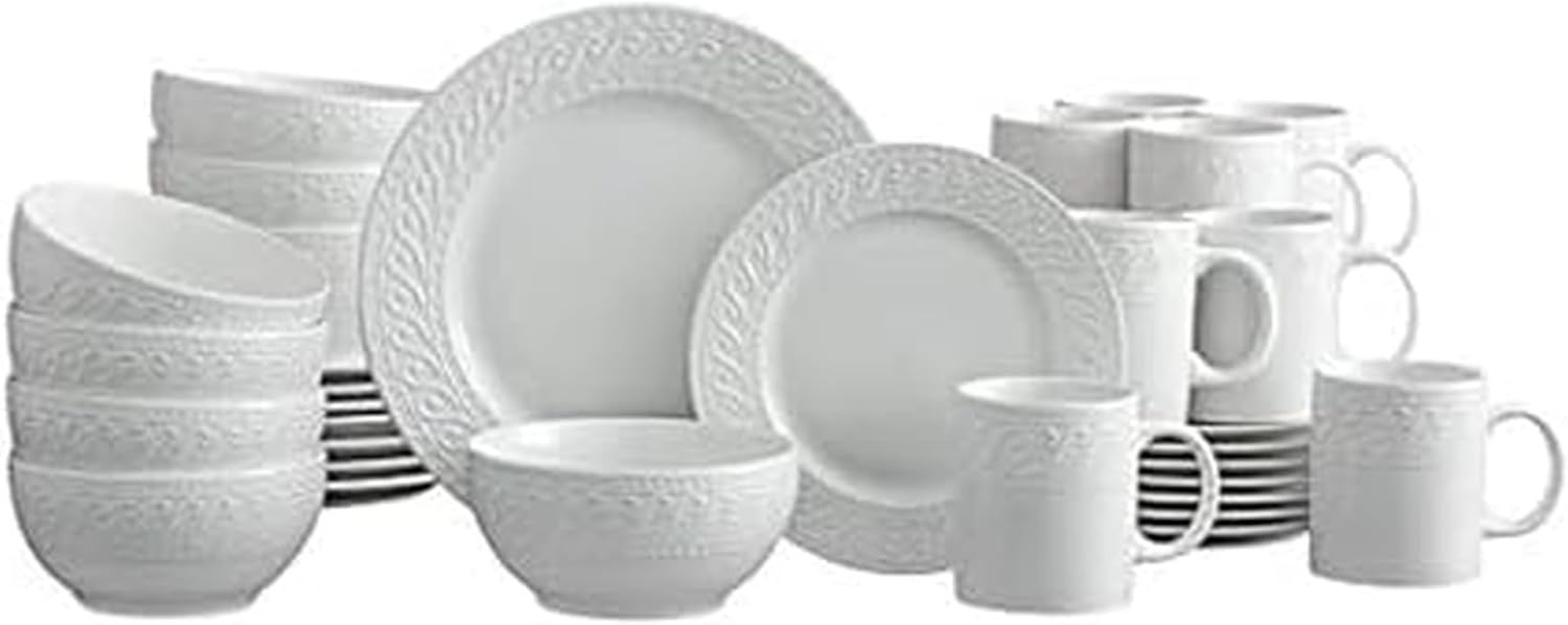 Sylvia 32-Piece White Dinnerware Set, Service for 8, Durable
