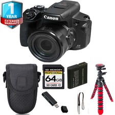 Canon PowerShot SX70 HS Digital Camera Tripod  1 Year Extended Warranty - 64GB