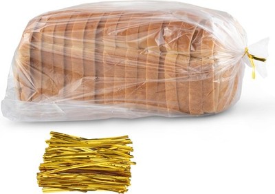 Durable 200-Piece Set: 100 Transparent Bread Bags with Twist Ties for Gifting
