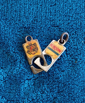 Vintage  Exxon Oil & Gas Service Station logo keychains.