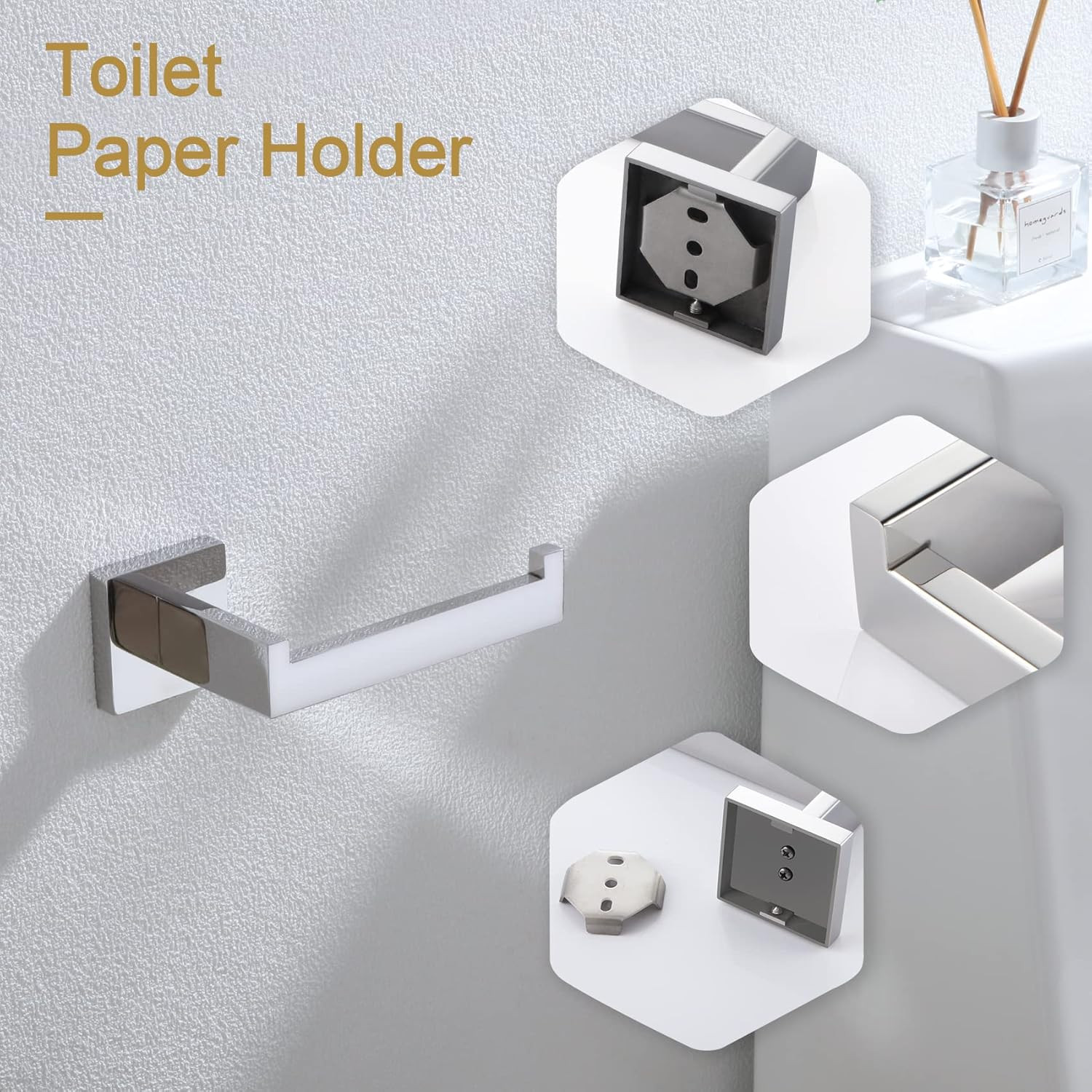 Polished Chrome 24" Bathroom Towel Rack & Toilet Paper Holder Set