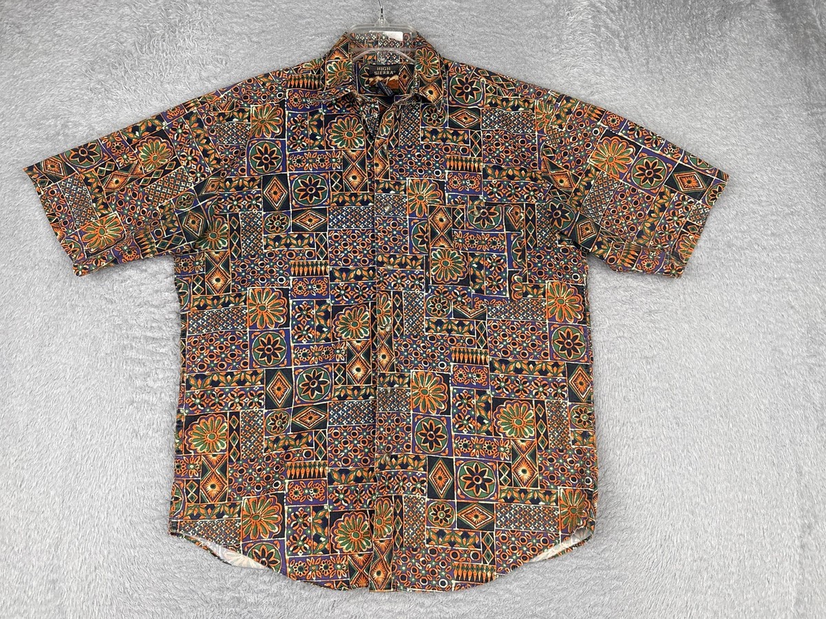 VINTAGE High Sierra Shirt Mens Medium Multicolor Short Sleeve