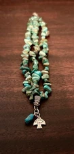 Peyote Bird for Sundance 3-Strand Turquoise Bracelet Sterling Silver w Charms