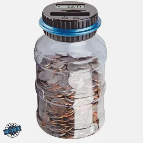 Electronic Digital LCD UK Coin Counter Counting Jar Money Saving Piggy Bank 1.8L