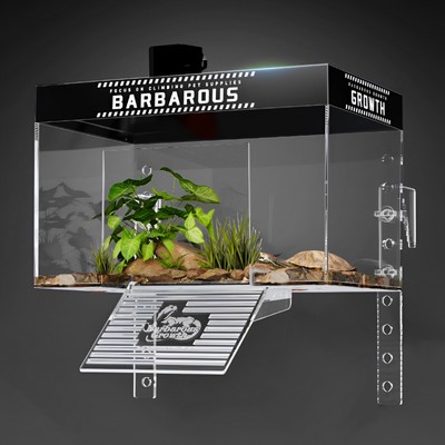 Turtle Basking Platform with Heat Lamp Aquatic Reptile Ramp Dock Turtles Tank