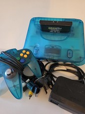Nintendo 64 N64 Funtastic Ice Blue Console With Controller & Cables and Cart