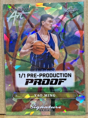 Yao Ming 2025 Leaf Signature Classic Art The Weasels Cracked Ice Prizm Proof 1/1