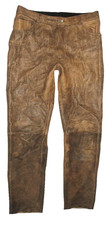 marrone antico - HARRO - jeans in pelle da uomo / biker - pantaloni in pelle circa W33 / L32-33
