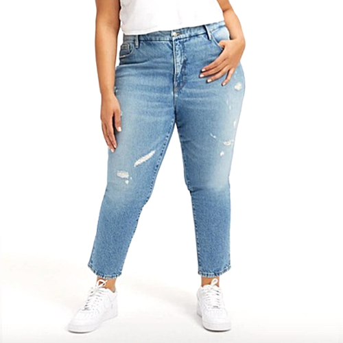 Good American Light Wash High Waisted Slim Straight Skinny Leg Jeans Size 12 31