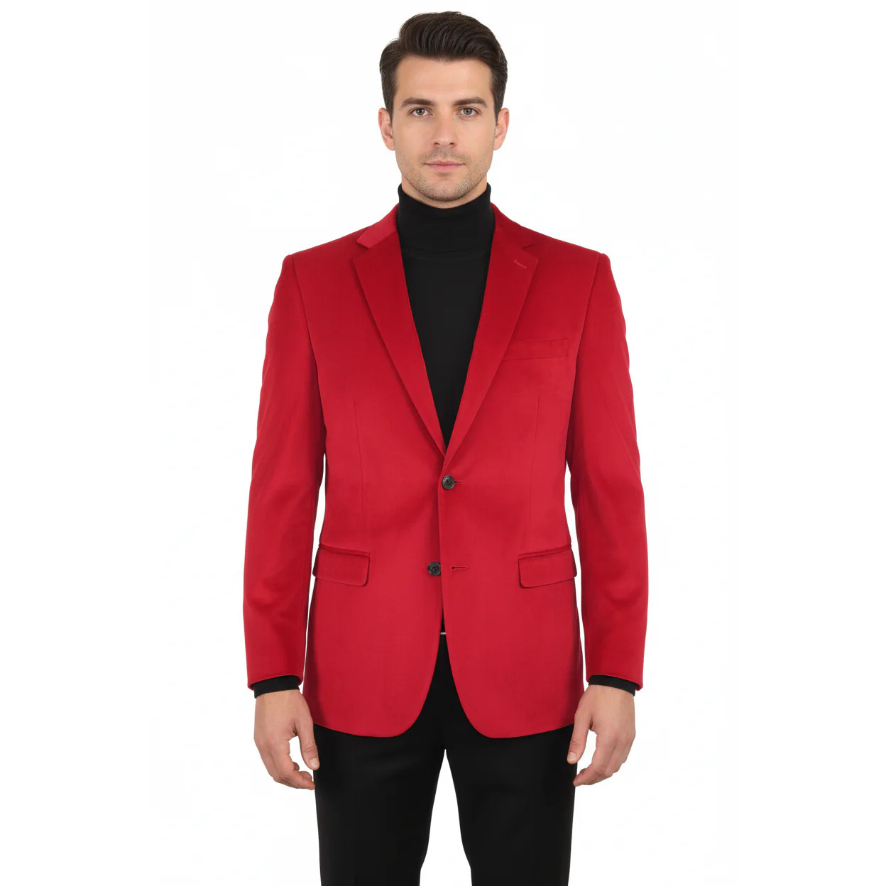 Men's Velvet Sports Coat Grammy Amy Award BASSIRI , LEONARDI J1042 Christmas Red