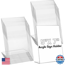 Vicenpal 40 Pcs 5x7 Inch Acrylic Sign Holder Picture Frame L-Shape Clear