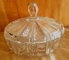 Vintage Anchor Hocking Spiderweb Old Cafe Clear Glass Candy Nut Dish with Lid