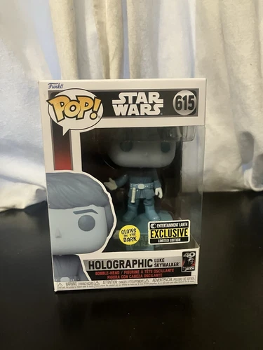 Funko Pop Star Wars #615 Holographic Luke Skywalker (GITD) (Entertainment Earth)