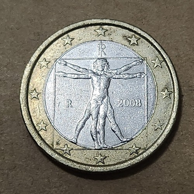#ad EUROPEAN UNION ITALY 🇪🇺 🇮🇹 ONE 1 EURO COIN 2008 R $4.89