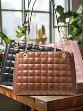 Michael Kors Women Soho Medium Quilted Shoulder Tote Bag Handbag Purse Shoulder