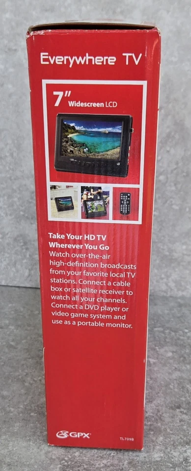 GPX Compact Portable 7" Color LCD TV Off-Air Tuner A/V Input External Antenna - Image 3 of 4