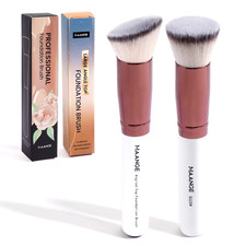 2PCS Foundation Makeup Brush Set Flat Angled Kabuki Powder Blush Brush for Liqui