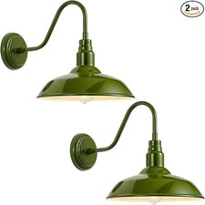 Gooseneck Barn Light 14in Olive Green 2 Pack Outdoor