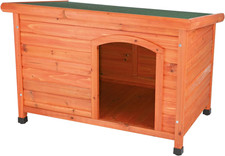 Natura Classic Dog House - Wooden Outdoor Shelter with Weatherproof Sealer, Hing