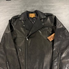 Vegan Leather Biker Jacket Mens Large Black Asymmetrical Moto Camo Lining NEW