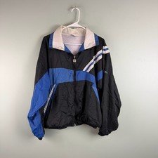 Vintage 90s Givenchy Activewear Nylon Track Jacket Black Blue White Medium