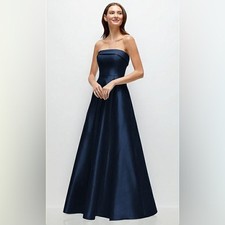 Alfred Sung | Strapless Cuff Satin Gown Midnight Blue 16