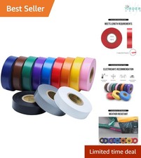 Colored Electrical Tape Waterproof 3/4 in x 66 ft 12 Pack High Temp Vinyl