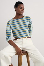 Seasalt Women's Regular Sailor 3/4 Sleeve Top Jersey Duet Mini Cornish Pear