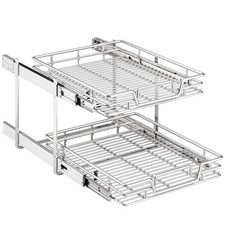 2-Tier Kitchen Cabinet Pull Out Shelf and Drawer Organizer Slide Out Pantry S...