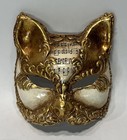 Vintage Gold & White Cat Venetian Masquerade Mask Made in Italy