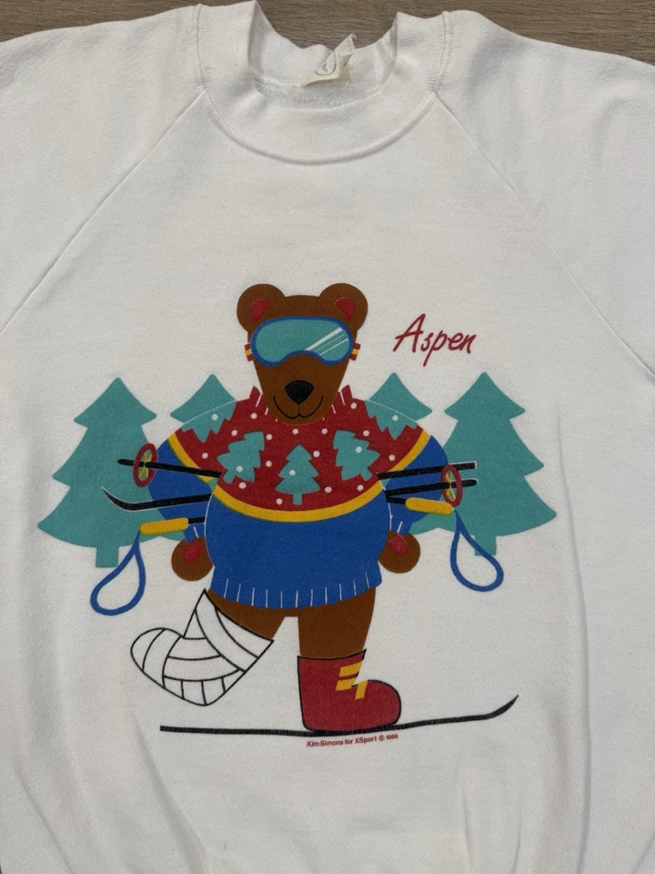 Sudadera de esquí vintage Aspen MEDIANA para mujer oso de peluche años 80 90 suéter de yunque Foto 3 de 4