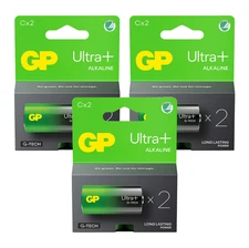 6 GP Ultra + Alkaline G-Tech Lr14 C Battery Long Life Power Blister Pack Exp